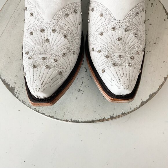Lane CALYPSO Womens Cowboy Boots 9.5 White Western Cowgirl Mid Calf Pointed Toe - Picture 6 of 11